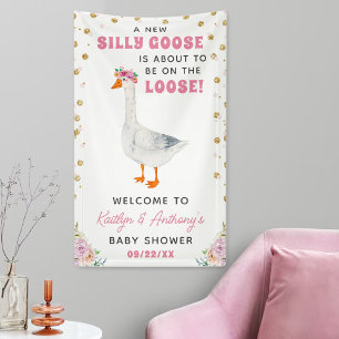 Silly Goose Rosa Aquarell Mädchen Baby-Party Banner