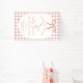 Silly Goose Rosa Gingham Mädchen-Baby-Party Banner (InSitu)