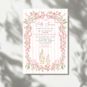 Silly Goose Rosa Schleife Florale Rosen Baby Show Einladung