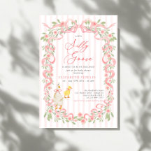Silly Goose Rosa Schleife Florale Rosen Baby Showe