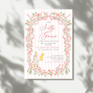 Silly Goose Rosa Schleife Florale Rosen Baby Showe Einladung