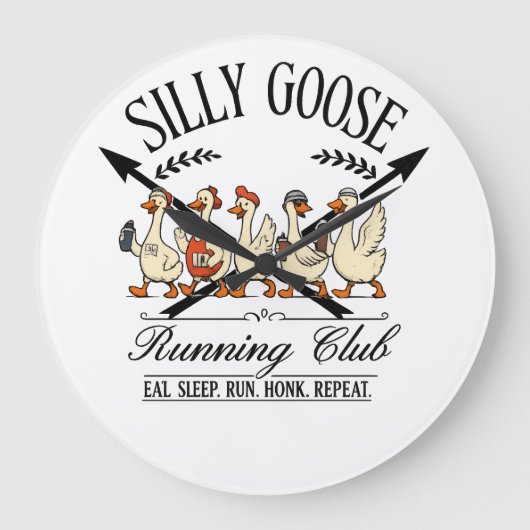 Silly Goose Runner Große Wanduhr (Vorderseite)