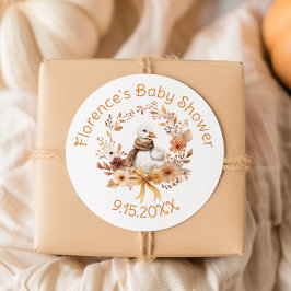Silly Goose Rustic Bow Baby shower Thank you Runder Aufkleber