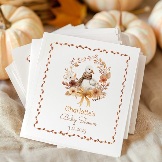 Silly Goose Rustic Fall Baby shower Thank you Serviette