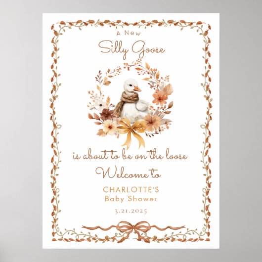 Silly Goose Rustic Fall Baby Shower Welcome Poster (Vorne)