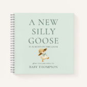 Silly Goose Sage Baby Shower Guest Book Notizblock (Vorderseite)