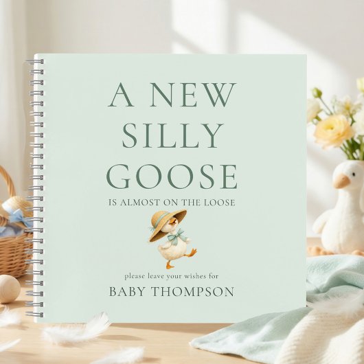 Silly Goose Sage Baby Shower Guest Book Notizblock