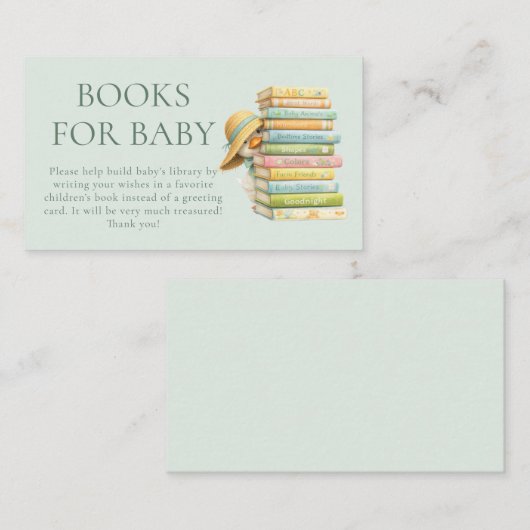 Silly Goose Sage Books for Baby Shower  Begleitkarte (Vorne/Hinten)