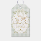 Silly Goose Sage Gender Neutral Gingham Thank you Geschenkanhänger (Vorderseite)