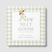 Silly Goose Sage Gingham Baby Shower Gästebuch (Vorderseite)