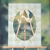 Silly Goose Sage Gingham Baby Shower Welcome Acrylschild (Neutral)