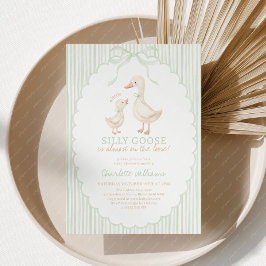 Silly Goose Sage Green Baby Shower Einladung
