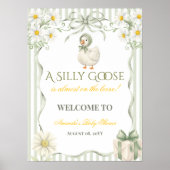 Silly Goose Sage Green Neutral Baby Shower Welcome Poster (Vorne)
