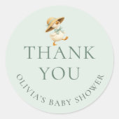 Silly Goose Sage Thank You Baby Shower Runder Aufkleber (Vorderseite)