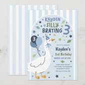 Silly Goose Silly-Brating Three Birthday Party  Einladung (Vorne/Hinten)