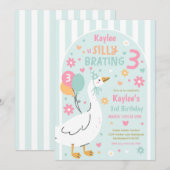 Silly Goose Silly-Brating Three Birthday Party  Einladung (Vorne/Hinten)