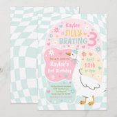 Silly Goose Silly-Brating Three Birthday Party Einladung (Vorne/Hinten)