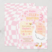 Silly Goose Silly-Brating Three Birthday Party Einladung (Vorne/Hinten)