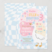 Silly Goose Silly-Brating Three Birthday Party Einladung (Vorne/Hinten)