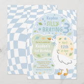 Silly Goose Silly-Brating Three Birthday Party Einladung (Vorne/Hinten)