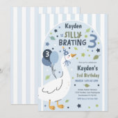 Silly Goose Silly-Brating Three Birthday Party  Einladung (Vorne/Hinten)