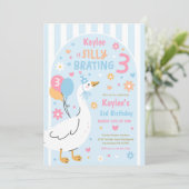 Silly Goose Silly-Brating Three Birthday Party  Einladung (Stehend Vorderseite)