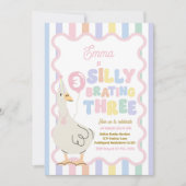 Silly Goose Silly-Brating Three Birthday Party  Einladung (Vorderseite)