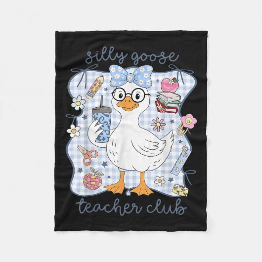 Silly Goose Teacher Club Back To School Funny Firs Fleecedecke (Vorderseite)