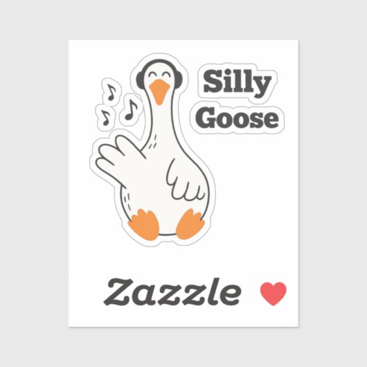 Silly Goose Wearing Headphones – Cute Funny Goose Aufkleber (Blatt)