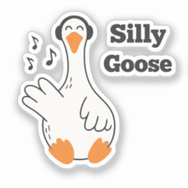 Silly Goose Wearing Headphones – Cute Funny Goose Aufkleber