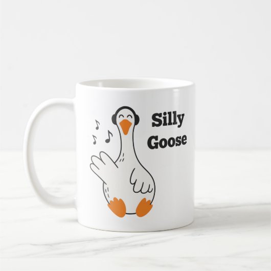 Silly Goose Wearing Headphones – Cute Funny Goose Kaffeetasse (Links)