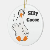 Silly Goose Wearing Headphones – Cute Funny Goose Keramik Ornament (Links)