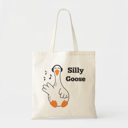 Silly Goose Wearing Headphones – Cute Funny Goose Tragetasche (Vorne)
