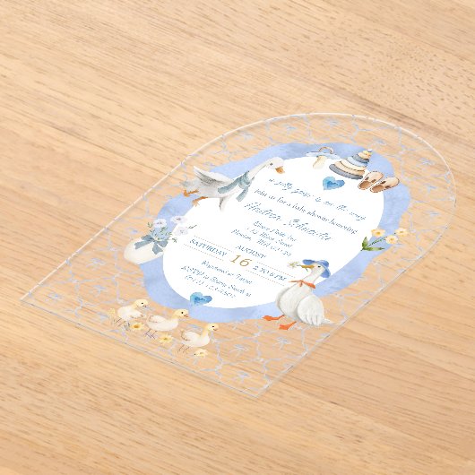 Silly Goose Whimsical Bow Baby Boy Shower Acryleinladungen (Ablage )