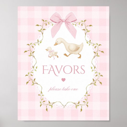 Silly Goose Whimsical Favors Pink Gingham Poster (Vorne)