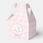 Silly Goose Whimsical Pink Gingham Baby Shower Geschenkschachtel (Rückseite)