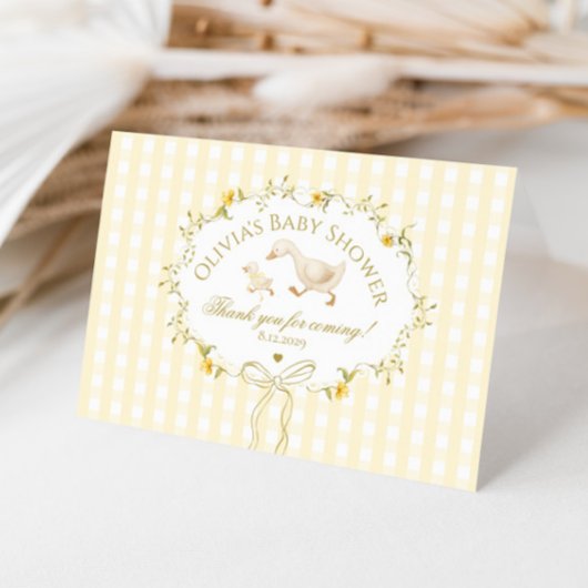 Silly Goose Wildflower Gingham Baby Shower Dankeskarte