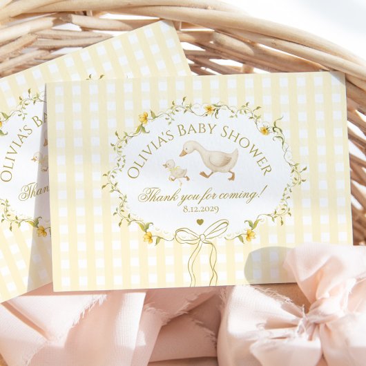 Silly Goose Wildflower Gingham Baby Shower Dankeskarte