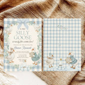 Silly Goose Winter Blue Plaid Baby Shower Einladung