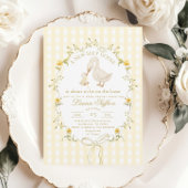 Silly Goose Yellow Gender neutral Bow Baby Shower Einladung