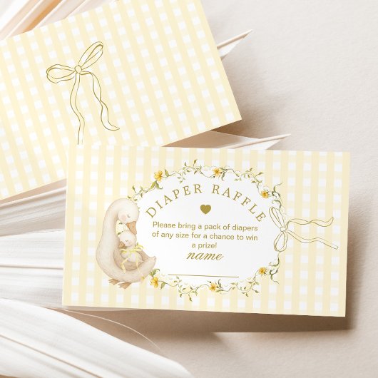 Silly Goose Yellow Gingham Diaper raffle ticket Begleitkarte