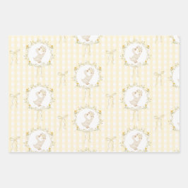 Silly Goose Yellow Gingham wildflower Baby Shower Geschenkpapier Set