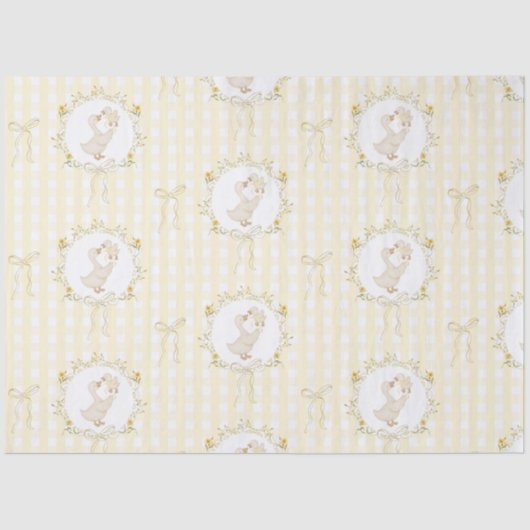 Silly Goose Yellow Gingham wildflower Baby Shower Seidenpapier (Vorderseite)