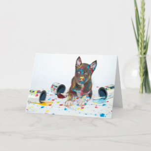 Silly Husky Puppy got into Paint Buckets Karte