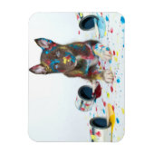 Silly Husky Puppy got into Paint Buckets Magnet (Vertikal)