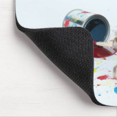 Silly Husky Puppy got into Paint Buckets Mousepad (Ecke)