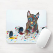 Silly Husky Puppy got into Paint Buckets Mousepad (Mit Mouse)