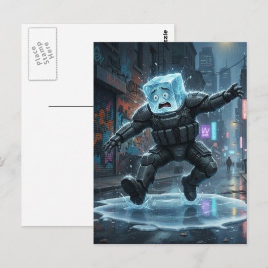 Silly icecube falling on ice  postkarte (Vorne/Hinten)