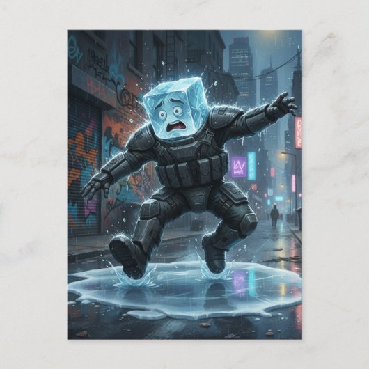 Silly icecube falling on ice  postkarte (Vorderseite)