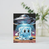 Silly icecube UFO abduction Postkarte (Stehend Vorderseite)